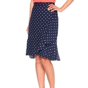 Banana Republic Woman Blue Polka Dot Ruffle Trim Skirt US8 Classic Party Retro